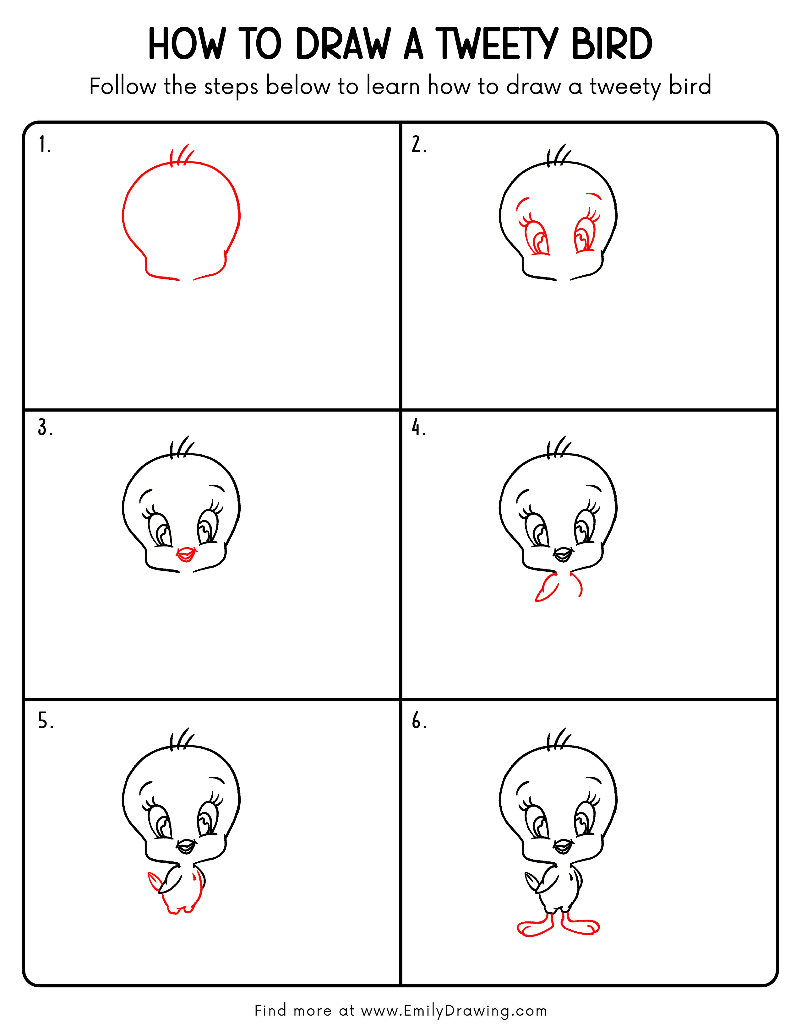 Printable Tweety Bird Drawing Guide